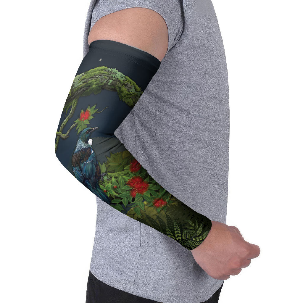 Rongoa Maori New Zealand Rata Arm Sleeves NZ Tui Bird Forest Vibes LT14 - Polynesian Pride