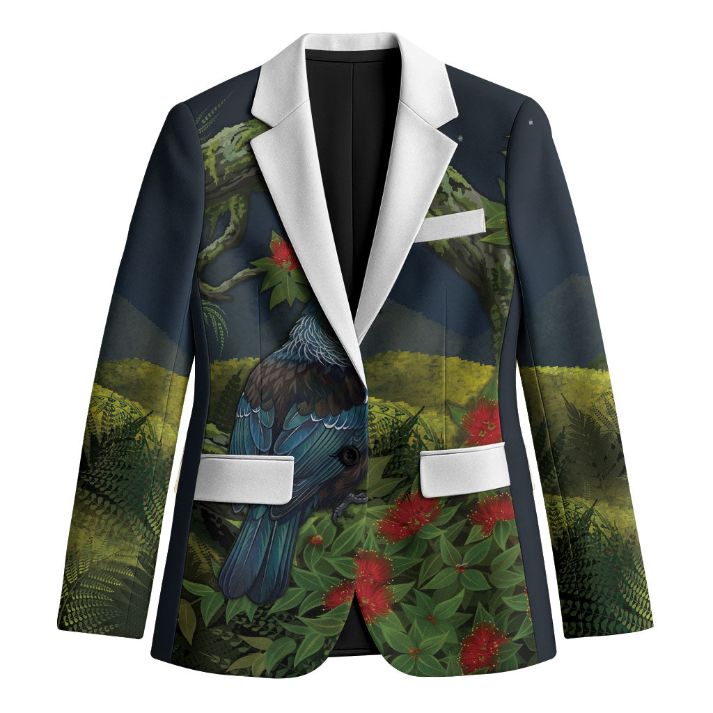 Rongoa Maori New Zealand Rata Blazer NZ Tui Bird Forest Vibes LT14 Unisex Green - Polynesian Pride