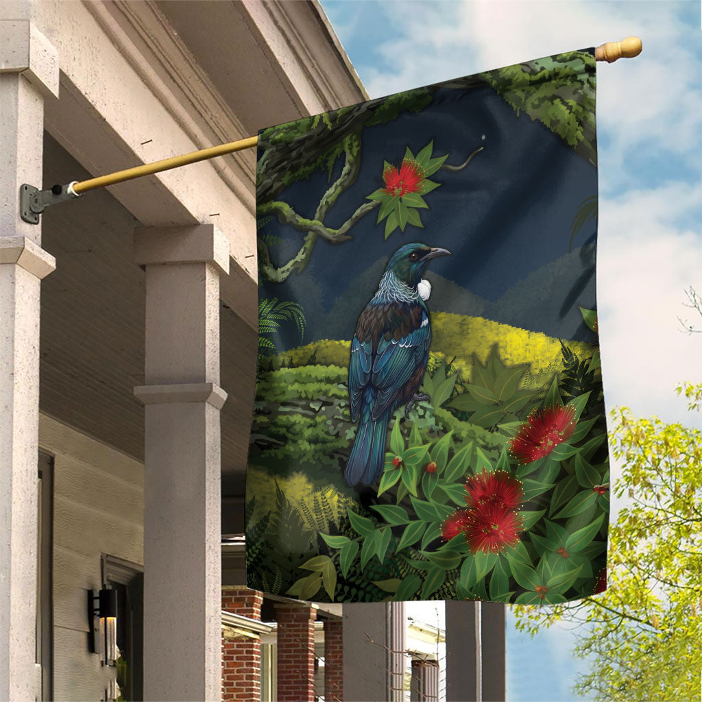 Rongoa Maori New Zealand Rata Garden Flag NZ Tui Bird Forest Vibes LT14 House Flag Green - Polynesian Pride