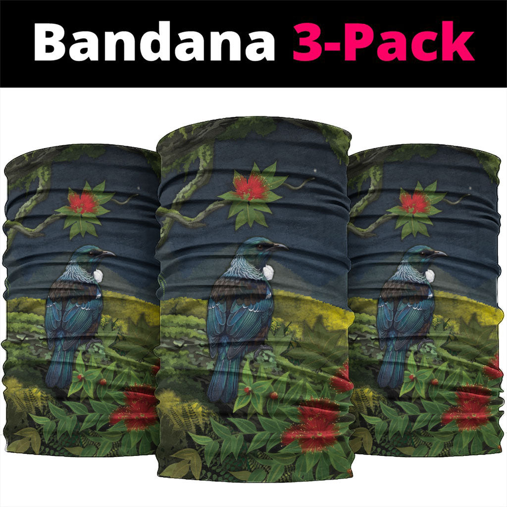 Rongoa Maori New Zealand Rata Neck Gaiter NZ Tui Bird Forest Vibes LT14 package One Size: 25*50cm Green - Polynesian Pride