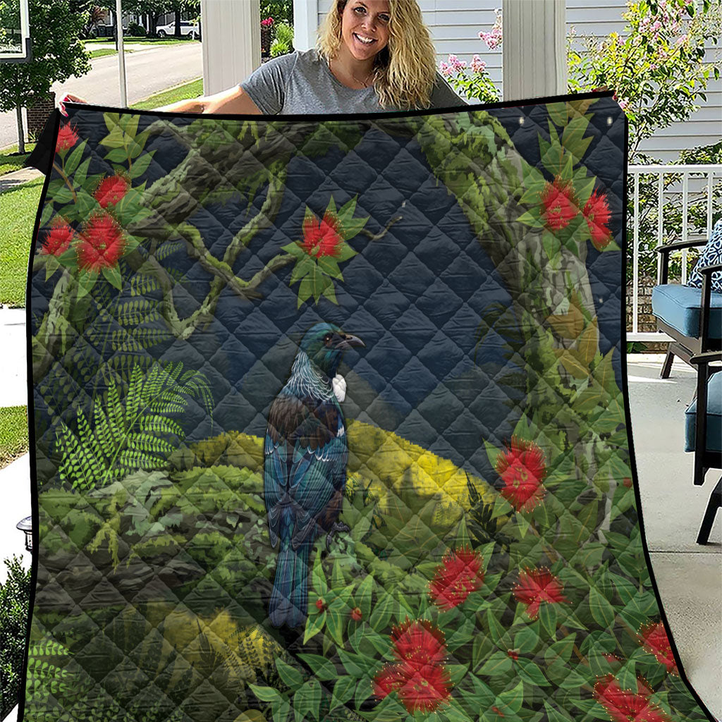 Rongoa Maori New Zealand Rata Quilt NZ Tui Bird Forest Vibes LT14 Green - Polynesian Pride