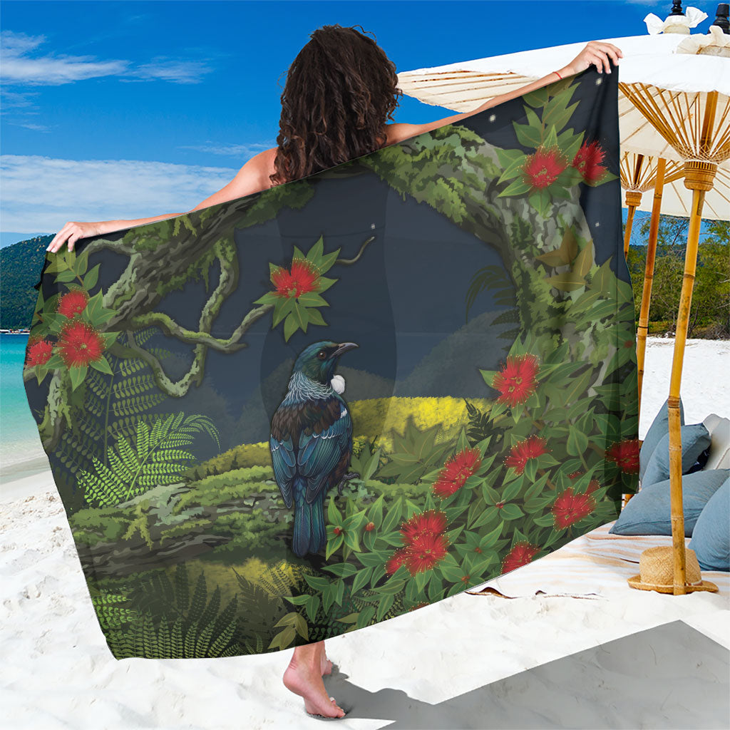 Rongoa Maori New Zealand Rata Sarong NZ Tui Bird Forest Vibes LT14 One Size 44 x 66 inches Green - Polynesian Pride