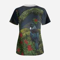 Rongoa Maori New Zealand Rata Scrub Top NZ Tui Bird Forest Vibes LT14 - Polynesian Pride