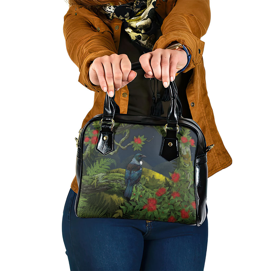 Rongoa Maori New Zealand Rata Shoulder Handbag NZ Tui Bird Forest Vibes LT14 One Size Green - Polynesian Pride