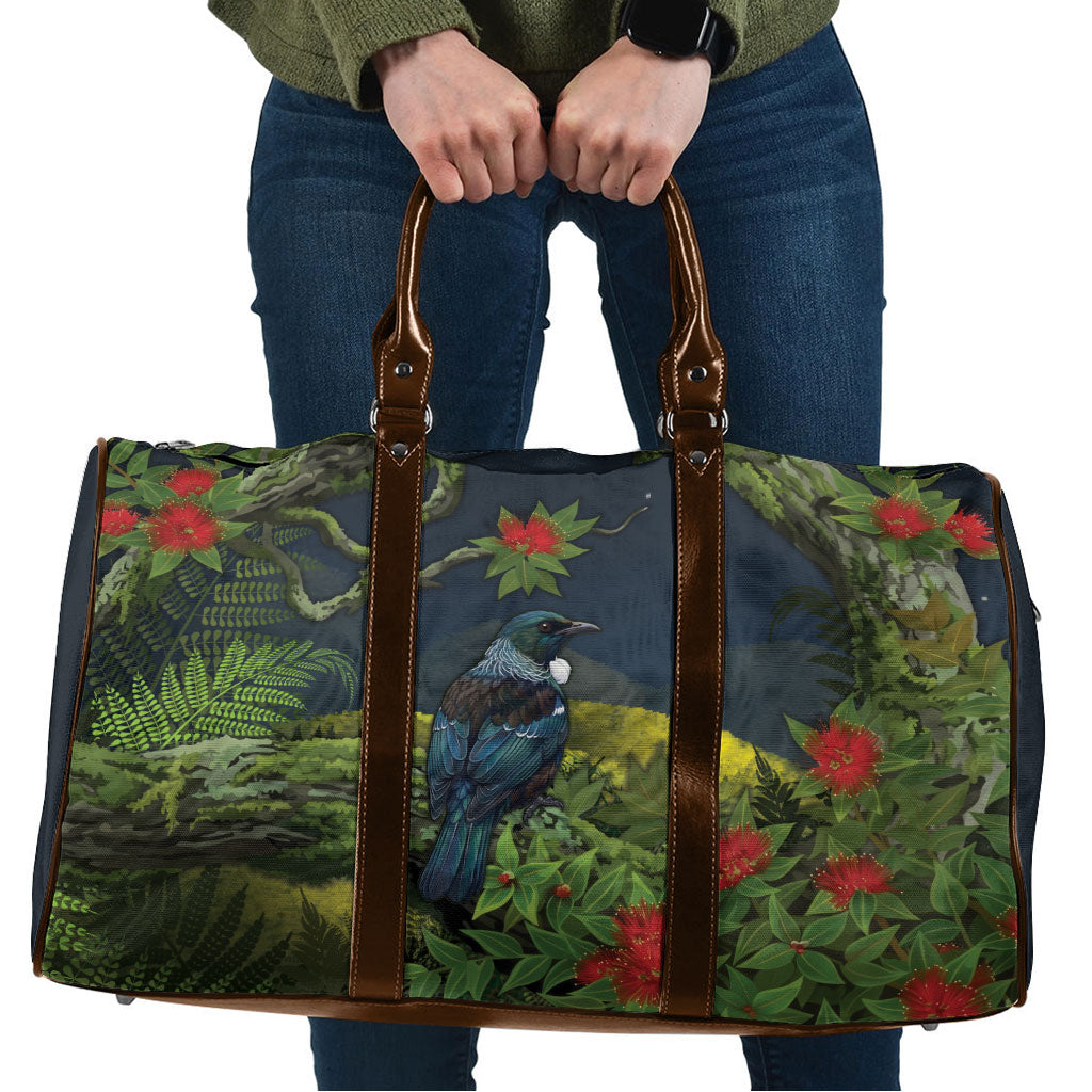Rongoa Maori New Zealand Rata Travel Bag NZ Tui Bird Forest Vibes LT14 Green - Polynesian Pride