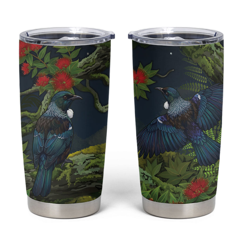 Rongoa Maori New Zealand Rata Tumbler Cup NZ Tui Bird Forest Vibes LT14 Green - Polynesian Pride
