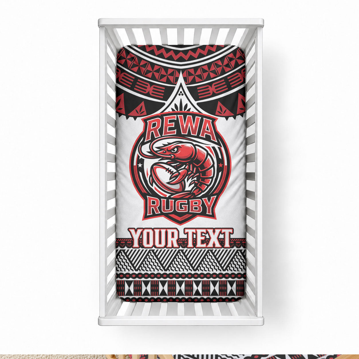 Fiji Rewa Rugby Custom Baby Bed Cover Go Champions Fijian Tapa Pattern LT14 28 × 52 in White - Polynesian Pride