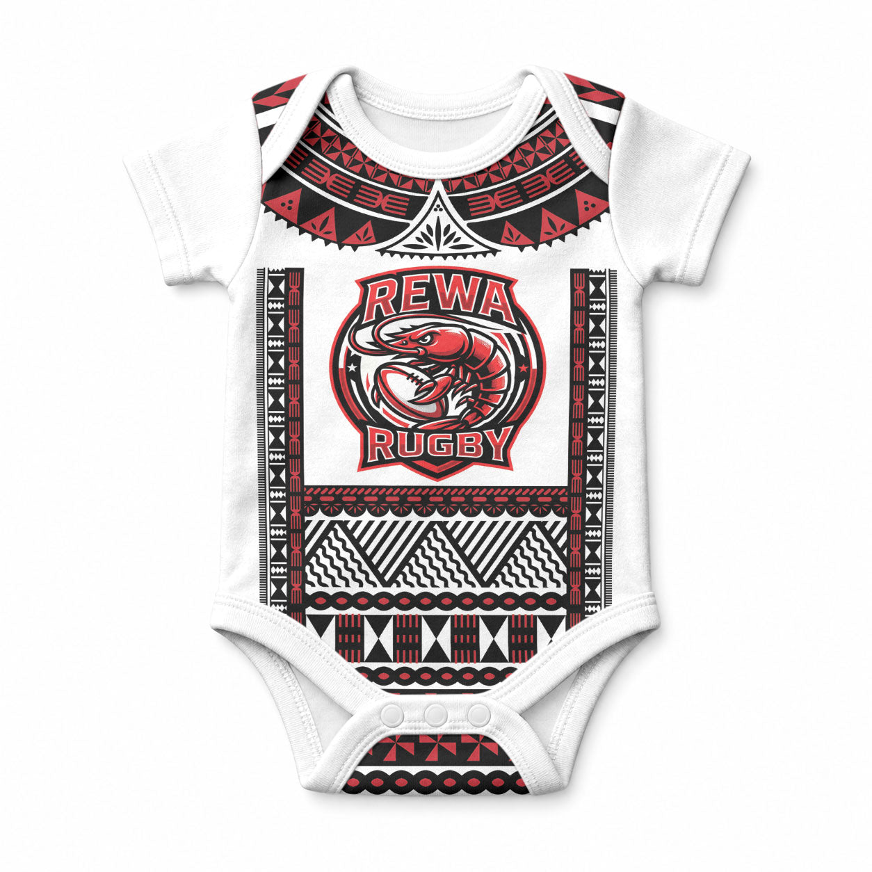 Fiji Rewa Rugby Custom Baby Onesie Go Champions Fijian Tapa Pattern LT14 White - Polynesian Pride