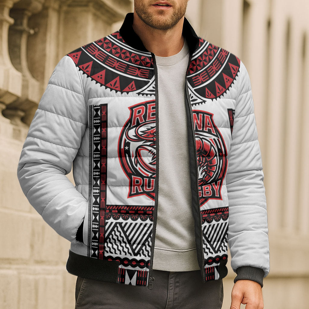 Fiji Rewa Rugby Custom Bomber Puffer Jacket Go Champions Fijian Tapa Pattern LT14 - Polynesian Pride