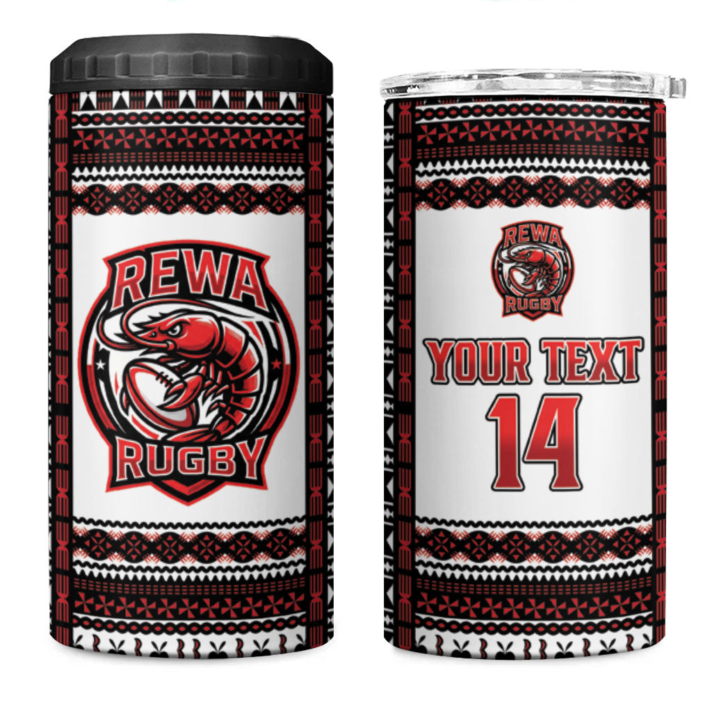 Fiji Rewa Rugby Custom 4 in 1 Can Cooler Tumbler Go Champions Fijian Tapa Pattern LT14 One Size: 16 oz White - Polynesian Pride