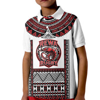 Fiji Rewa Rugby Custom Kid Polo Shirt Go Champions Fijian Tapa Pattern LT14 Kid White - Polynesian Pride
