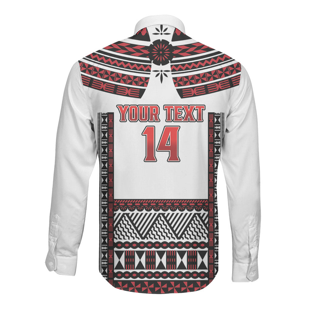 Fiji Rewa Rugby Custom Long Sleeve Button Shirt Go Champions Fijian Tapa Pattern LT14 - Polynesian Pride