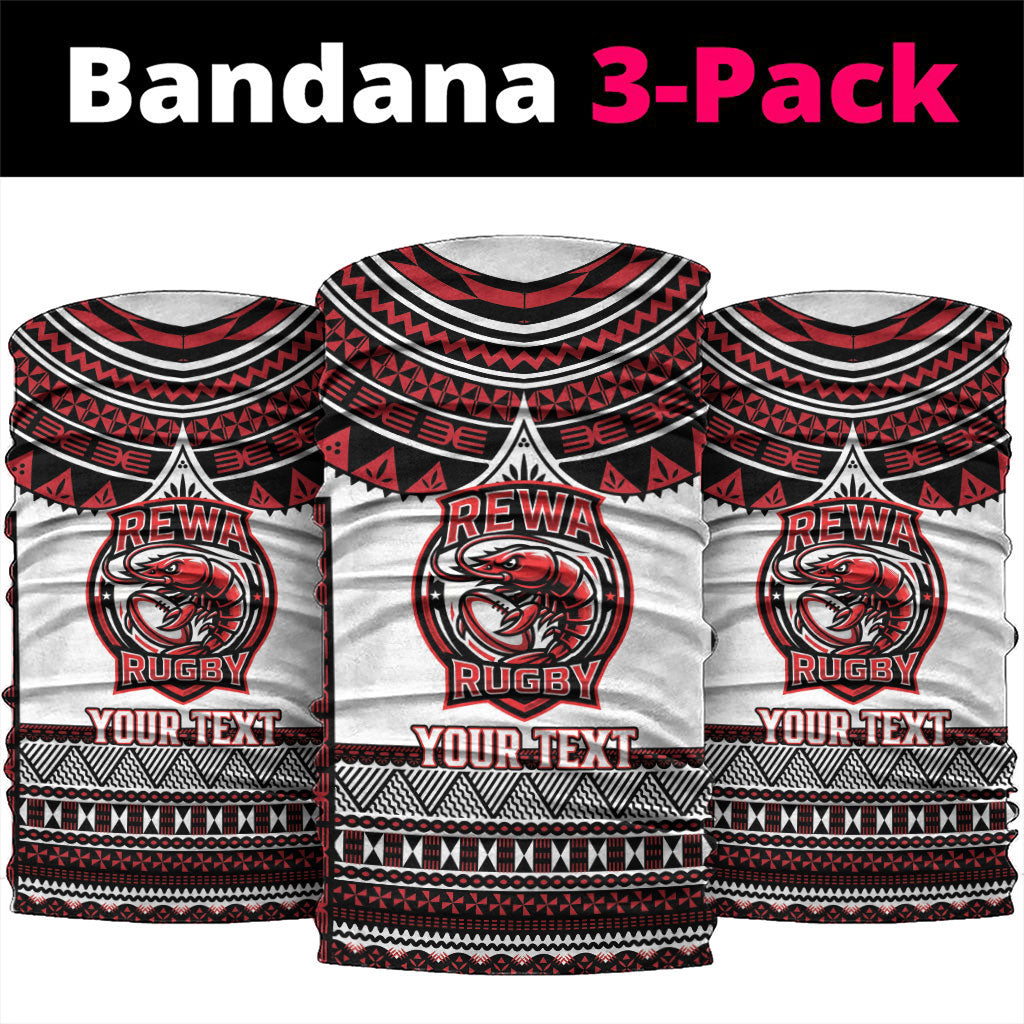 Fiji Rewa Rugby Custom Neck Gaiter Go Champions Fijian Tapa Pattern LT14 package One Size: 25*50cm White - Polynesian Pride