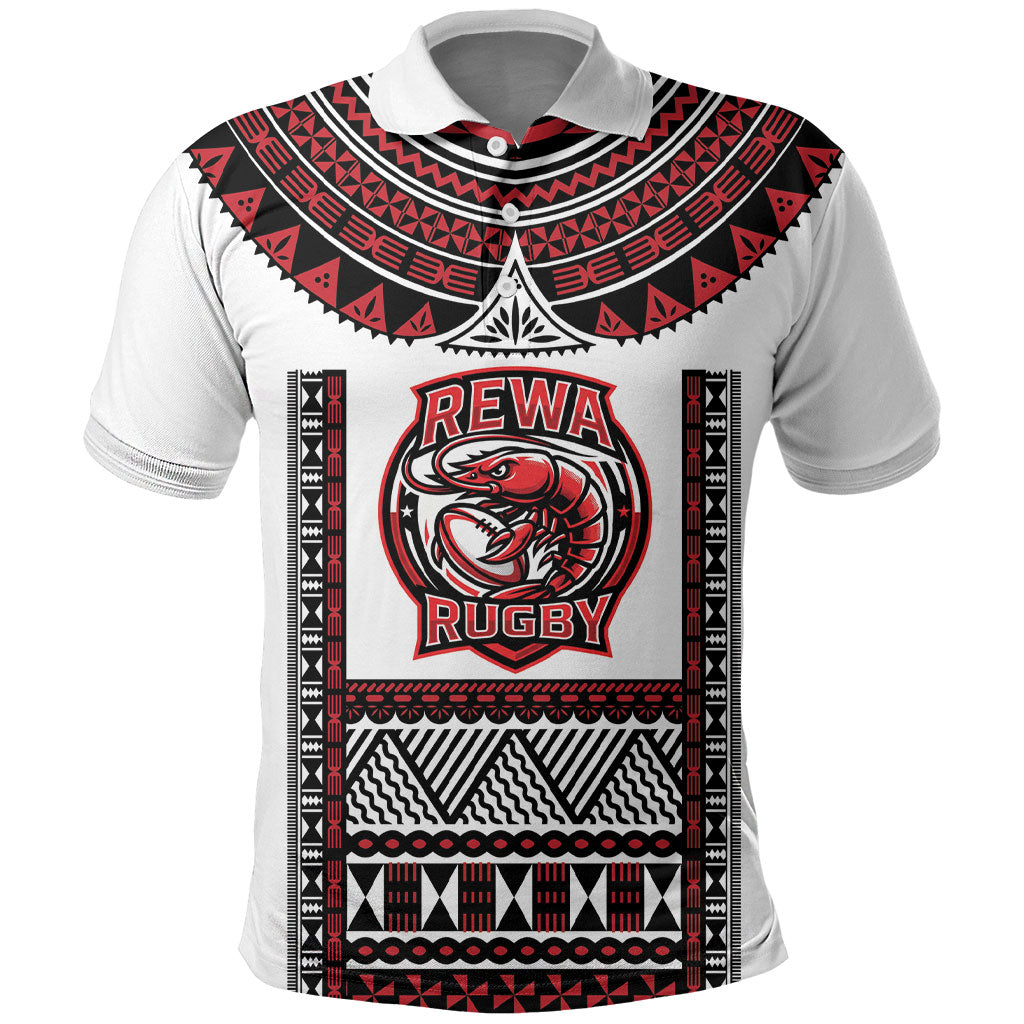 Fiji Rewa Rugby Custom Polo Shirt Go Champions Fijian Tapa Pattern LT14 White - Polynesian Pride