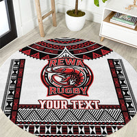 Fiji Rewa Rugby Custom Round Carpet Go Champions Fijian Tapa Pattern LT14 White - Polynesian Pride