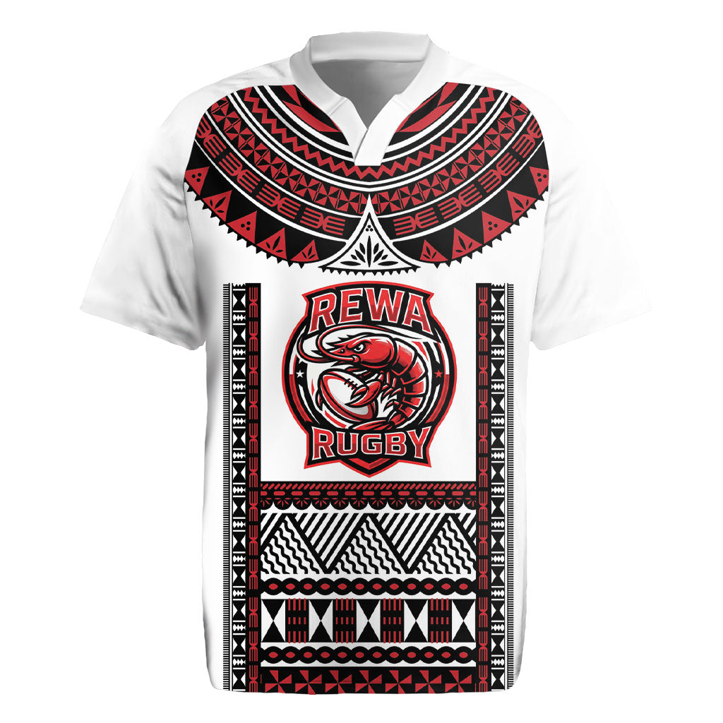 Fiji Rewa Rugby Custom Rugby Jersey Go Champions Fijian Tapa Pattern LT14 White - Polynesian Pride