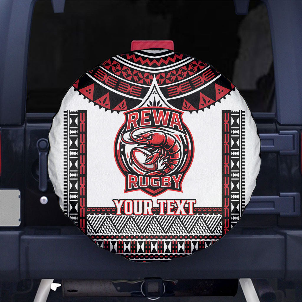 Fiji Rewa Rugby Custom Spare Tire Cover Go Champions Fijian Tapa Pattern LT14 No hole White - Polynesian Pride