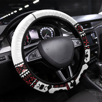 Fiji Rewa Rugby Steering Wheel Cover Go Champions Fijian Tapa Pattern LT14 Universal Fit White - Polynesian Pride