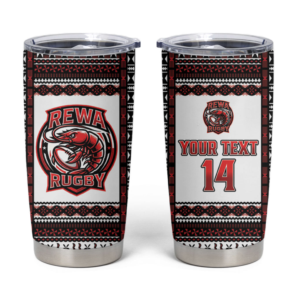 Fiji Rewa Rugby Custom Tumbler Cup Go Champions Fijian Tapa Pattern LT14 White - Polynesian Pride