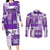 Hawaiian Quilt Couples Matching Long Sleeve Bodycon Dress and Long Sleeve Button Shirt Tiki Tropical Retro Purple Version LT14 Purple - Polynesian Pride