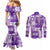 Hawaiian Quilt Couples Matching Mermaid Dress and Long Sleeve Button Shirt Tiki Tropical Retro Purple Version LT14 - Polynesian Pride