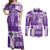 Hawaiian Quilt Couples Matching Off Shoulder Maxi Dress and Long Sleeve Button Shirt Tiki Tropical Retro Purple Version LT14 Purple - Polynesian Pride