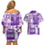 Hawaiian Quilt Couples Matching Off Shoulder Short Dress and Hawaiian Shirt Tiki Tropical Retro Purple Version LT14 - Polynesian Pride