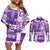 Hawaiian Quilt Couples Matching Off Shoulder Short Dress and Long Sleeve Button Shirt Tiki Tropical Retro Purple Version LT14 Purple - Polynesian Pride