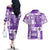 Hawaiian Quilt Couples Matching Off The Shoulder Long Sleeve Dress and Hawaiian Shirt Tiki Tropical Retro Purple Version LT14 - Polynesian Pride