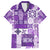 Hawaiian Quilt Family Matching Long Sleeve Bodycon Dress and Hawaiian Shirt Tiki Tropical Retro Purple Version LT14 Dad's Shirt - Short Sleeve Purple - Polynesian Pride