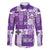 Hawaiian Quilt Family Matching Long Sleeve Bodycon Dress and Hawaiian Shirt Tiki Tropical Retro Purple Version LT14 Dad's Shirt - Long Sleeve Purple - Polynesian Pride