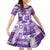 Hawaiian Quilt Family Matching Off Shoulder Short Dress and Hawaiian Shirt Tiki Tropical Retro Purple Version LT14 Daughter's Dress Purple - Polynesian Pride