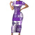 Hawaiian Quilt Family Matching Short Sleeve Bodycon Dress and Hawaiian Shirt Tiki Tropical Retro Purple Version LT14 Mom's Dress Purple - Polynesian Pride