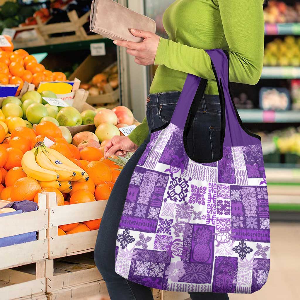 Hawaiian Quilt Grocery Bag Tiki Tropical Retro Purple Version LT14 - Polynesian Pride