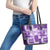 Hawaiian Quilt Leather Tote Bag Tiki Tropical Retro Purple Version LT14 - Polynesian Pride