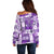 Hawaiian Quilt Off Shoulder Sweater Tiki Tropical Retro Purple Version LT14 - Polynesian Pride