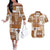 Hawaiian Quilt Couples Matching Off The Shoulder Long Sleeve Dress and Hawaiian Shirt Tiki Tropical Retro Brown Version LT14 Brown - Polynesian Pride