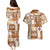 Hawaiian Quilt Couples Matching Puletasi Dress and Hawaiian Shirt Tiki Tropical Retro Brown Version LT14 - Polynesian Pride