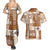 Hawaiian Quilt Couples Matching Summer Maxi Dress and Hawaiian Shirt Tiki Tropical Retro Brown Version LT14 - Polynesian Pride