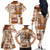 Hawaiian Quilt Family Matching Off Shoulder Long Sleeve Dress and Hawaiian Shirt Tiki Tropical Retro Brown Version LT14 - Polynesian Pride