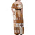 Hawaiian Quilt Family Matching Off Shoulder Maxi Dress and Hawaiian Shirt Tiki Tropical Retro Brown Version LT14 - Polynesian Pride