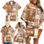 Hawaiian Quilt Family Matching Off Shoulder Short Dress and Hawaiian Shirt Tiki Tropical Retro Brown Version LT14 - Polynesian Pride