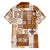 Hawaiian Quilt Family Matching Off Shoulder Short Dress and Hawaiian Shirt Tiki Tropical Retro Brown Version LT14 - Polynesian Pride