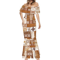 Hawaiian Quilt Mermaid Dress Tiki Tropical Retro Brown Version LT14 - Polynesian Pride