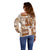 Hawaiian Quilt Off Shoulder Sweater Tiki Tropical Retro Brown Version LT14 - Polynesian Pride