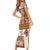 Hawaiian Quilt Short Sleeve Bodycon Dress Tiki Tropical Retro Brown Version LT14 - Polynesian Pride