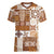 Hawaiian Quilt Women V Neck T Shirt Tiki Tropical Retro Brown Version LT14 Female Brown - Polynesian Pride