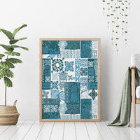 Hawaiian Quilt Canvas Wall Art Tiki Tropical Retro Dark Cyan Version LT14 - Polynesian Pride