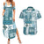 Hawaiian Quilt Couples Matching Summer Maxi Dress and Hawaiian Shirt Tiki Tropical Retro Dark Cyan Version LT14 Dark Cyan - Polynesian Pride