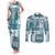 Hawaiian Quilt Couples Matching Tank Maxi Dress and Long Sleeve Button Shirt Tiki Tropical Retro Dark Cyan Version LT14 Dark Cyan - Polynesian Pride